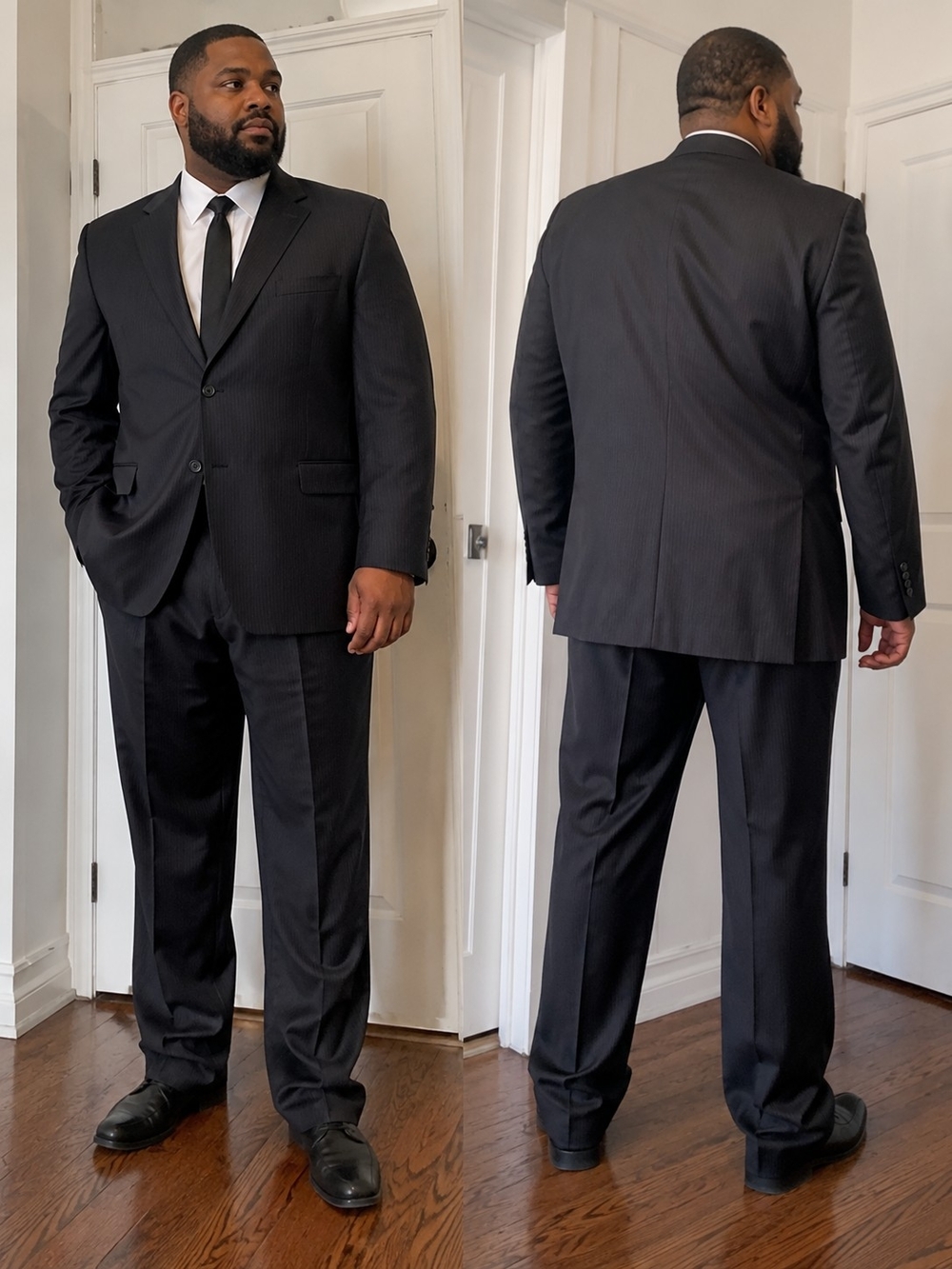 Claiborne Luxe Super 140's Men's Suit 46L Jacket / 41 Pants – 100% Virgin Wool –